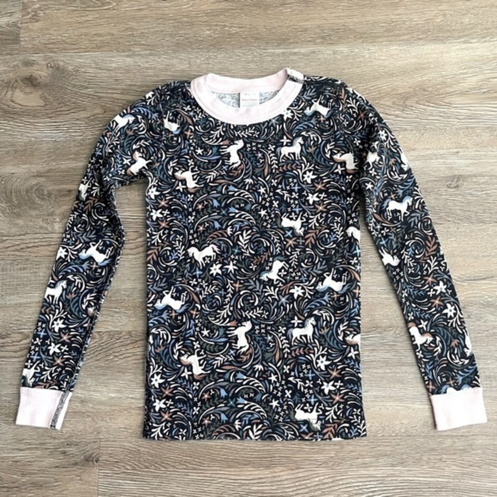 Hanna Andersson Unicorn Girls Floral Long Sleeve Cotton Top Girl's Size 10